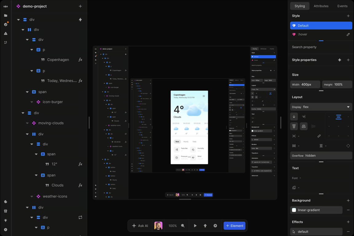 Nordcraft editor inside the Nordcraft editor