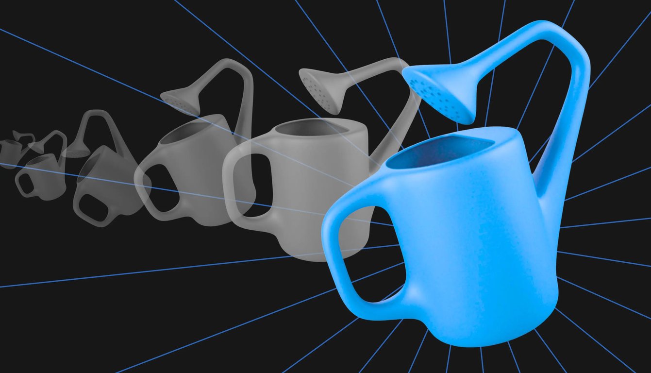 Multiple useless watering cans placed next to each other