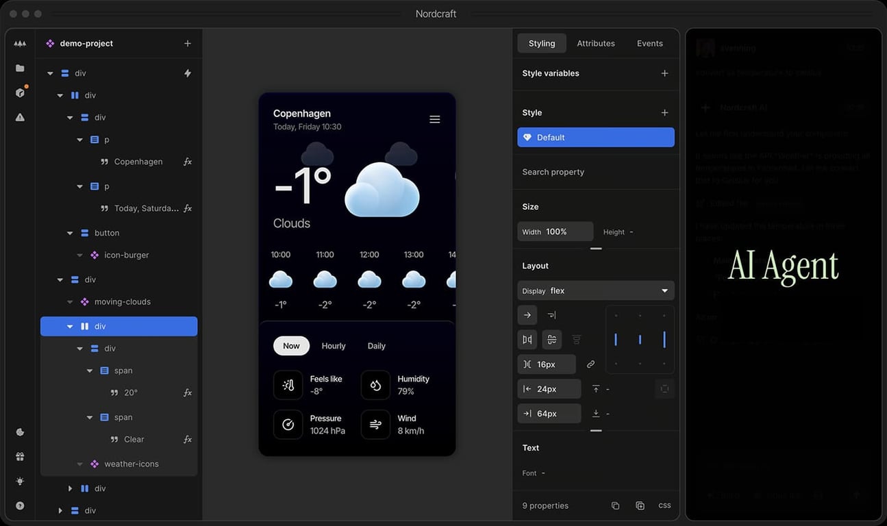 The Nordcraft editor — AI agent