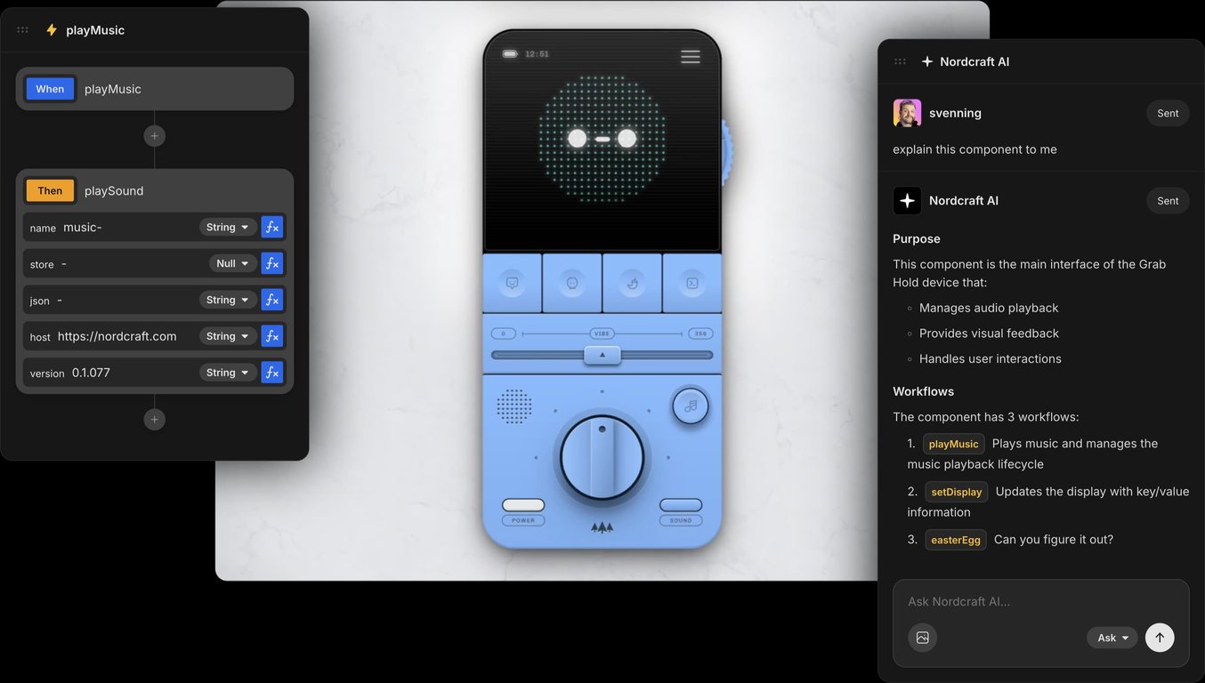 Cutout of the Nordcraft editor's element panel and background editor
